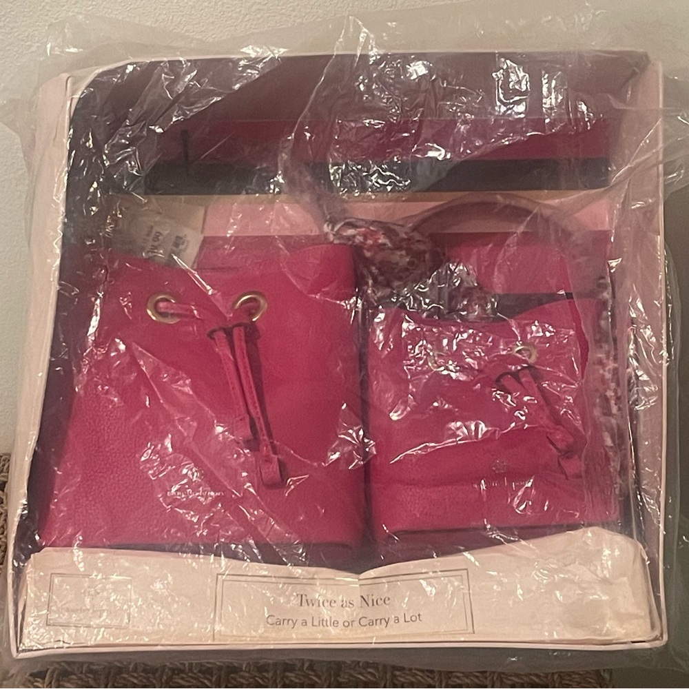 NANETTE LEPORE MATCHING HANDBAG PURSE SET MOM AND HER MINI BRIGHT PINK NEW W TAG